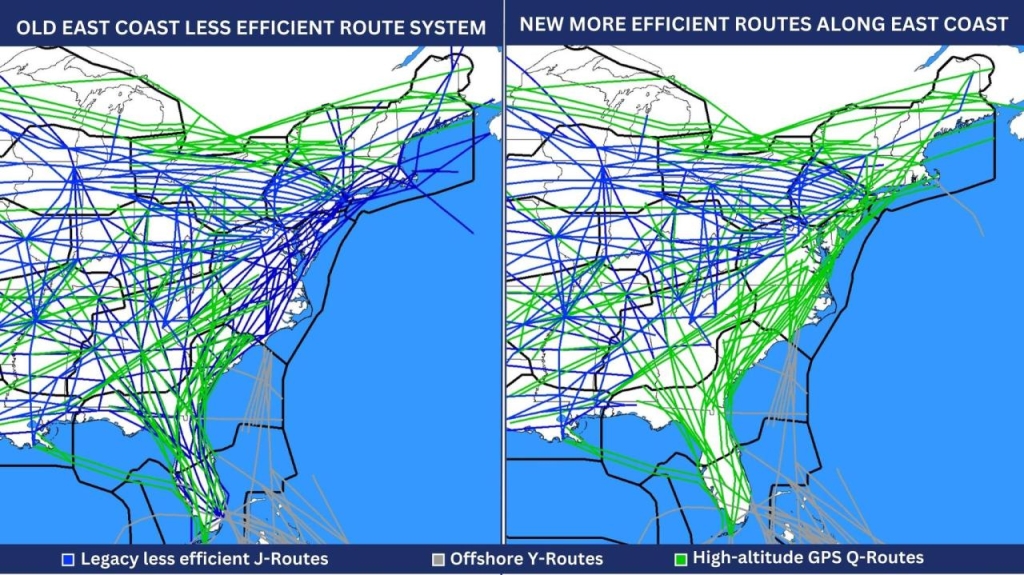 Shorter and Faster: FAA Unveils New Routes Along U.S. East Coast